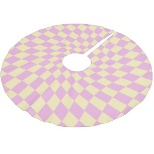 Retro Lilac Gelb gezogene Karos Schachtel Dorm Polyester Weihnachtsbaumdecke