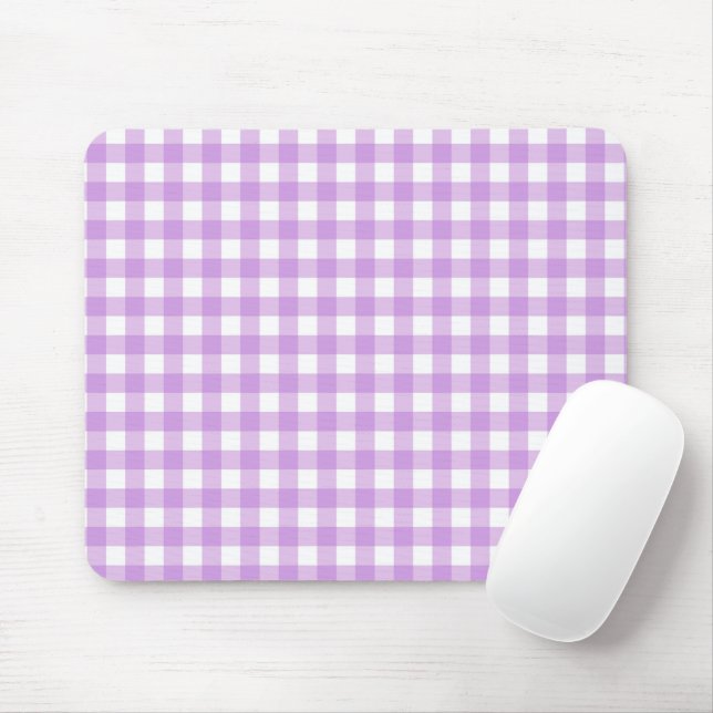 Retro Lilac Gingham Karierte Karo geprüft Mousepad (Mit Mouse)