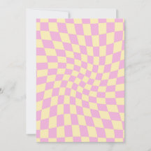 Retro Lilac Peach PInk Karo Warped Checkerboard
