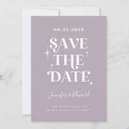Retro Lilac Save the Date Card