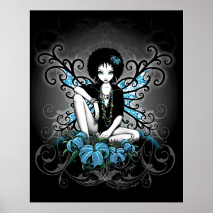 Rétro Lilly affiche turquoise de Fae d'Afro de la