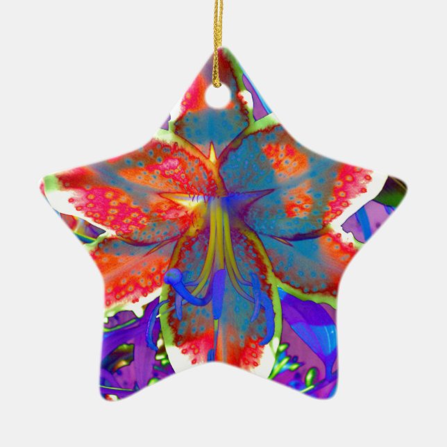 Retro Lily Keramik Ornament (Vorne)