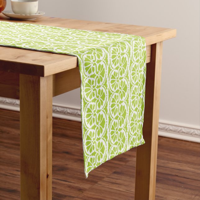Retro Lime Green Floral Muster Kurzer Tischläufer (Beispiel)