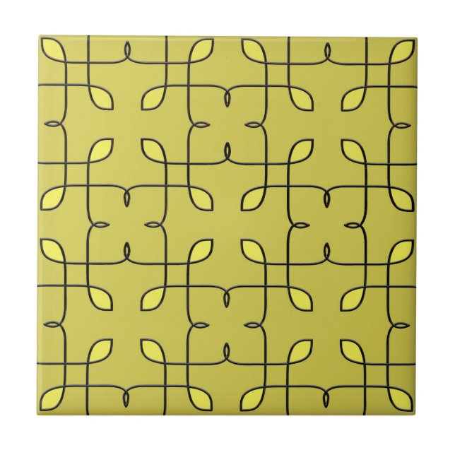 Retro Lime Green Keramik Tile. Fliese (Vorderseite)