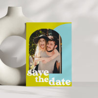 Retro Limon Blue Geometric Couple Foto Hochzeit