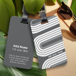 Retro Line Arch Pastel Gray Colors Script Name Gepäckanhänger<br><div class="desc">Ein trendiger Linienbogen mit Pastellgrau und Weiß. Das Retro-Design umfasst Kurven und Linien in dicken Farben. Fügen Sie Ihren Namen hinzu oder löschen Sie den Text für ein lustiges Retro-Design. Der Name ist ein trendiger Schriftart in Weiß. Wenn Sie auf den Link "Anpassen" klicken, können Sie zum erweiterten Designbereich gehen...</div>