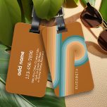 Retro Line Art Sunset Southwest Colors Circle Gepäckanhänger<br><div class="desc">Ein bohemianisches gebogenes Design mit gestreiften Mustern und kreisförmigen Formen in aquamarinen,  orangen und ziegelroten Sonnenuntergangsfarben. Ein kühnes,  aber minimales Design mit einem optionalen Bereich zum Hinzufügen von Text.</div>