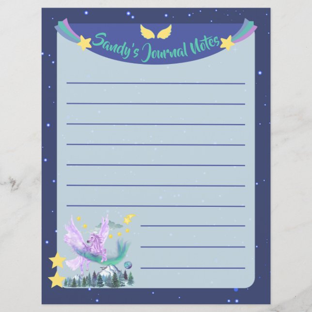 Retro Lined Flying Horse Stationery (Vorderseite)