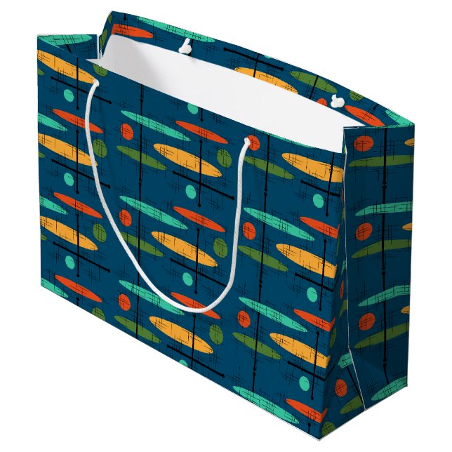 Retro-Linien Große Geschenktüte (Rückseite Schrägansicht)