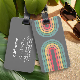 Retro-Linienbogen in pastellfarbenen Regenbogenfar Gepäckanhänger