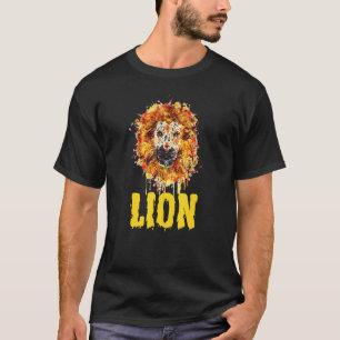 Retro Lion Print Face Portrait Aquarellmalerei T-Shirt