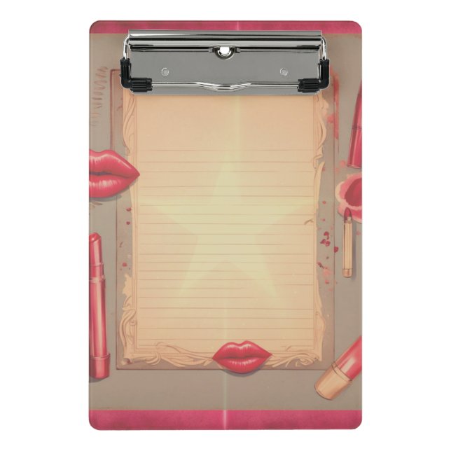 Retro-Lipstick Mini Klemmbrett (Vorderseite)