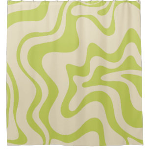 Retro Liquid Swirl Abstrakt leicht Limon beige Duschvorhang