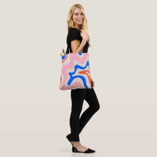 Retro Liquid Swirl Abstrakt rosa Orange Blue Tasche