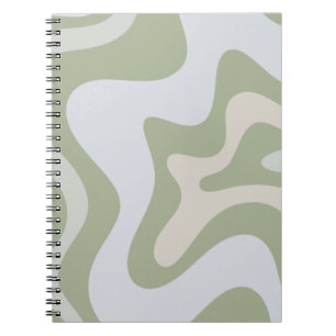 Retro Liquid Swirl Abstraktes Muster in Sage Green Notizblock