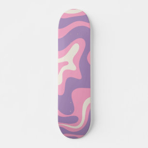 Retro Liquid Swirl Groovy Abstrakt Lila rosa Skateboard