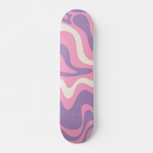 Retro Liquid Swirl Groovy Abstrakt Lila rosa Skateboard