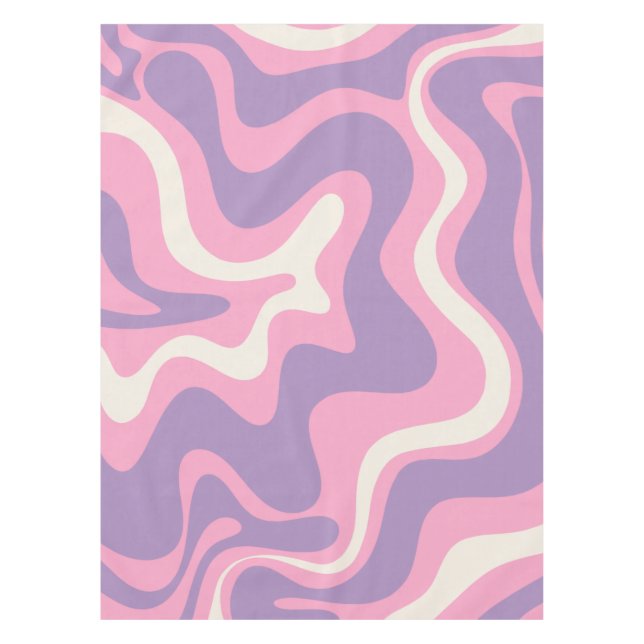 Retro Liquid Swirl Groovy Abstrakt Lila rosa Tischdecke (Vorderseite)