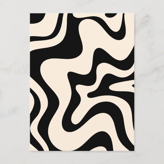 Retro Liquid Swirl Modernes Abstraktes Muster Schw Postkarte (Vorderseite)