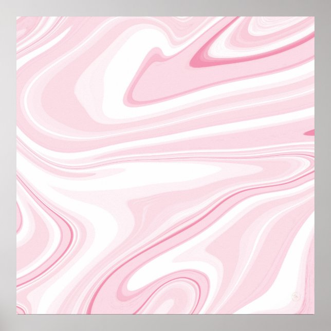 Retro Liquid Swirl Pink Painting Ästhetik Poster (Vorne)