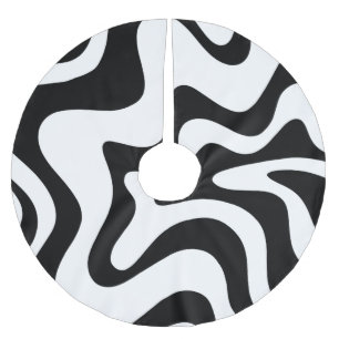 Retro Liquid Swirl Trippy Black and White Abstrakt Polyester Weihnachtsbaumdecke