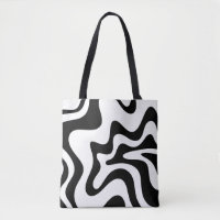 Retro Liquid Swirl Trippy Black and White Abstrakt