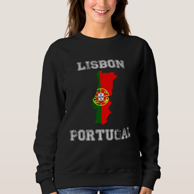 Retro Lisbon Portugal Distressed Portugal Flag Sweatshirt (Vorderseite)
