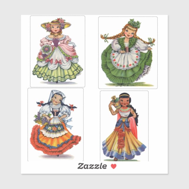 Retro Little Lady Custom Cut Vinyl Sticker (Blatt)