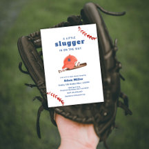 Retro Little Slugger Baseball Sport Baby Shower