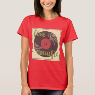 Retro Live Music Vinyl Record T - Shirt