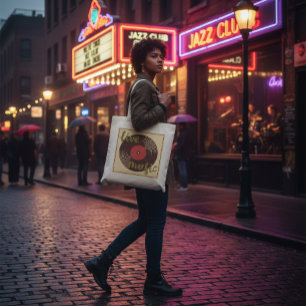 Retro Live Music Vinyl Record Tote Bag Tragetasche