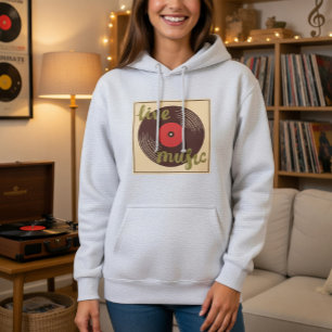 Retro Live-Musik Vinyl-Schallplatte Hoodie