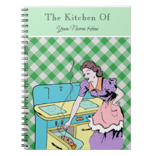 Rétro Livre de cuisine Green Plaid Check Recette É