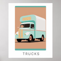 Retro-LKW-Druck in Pastellfarben | Transport