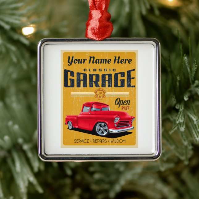 Retro LKW Garage Ornament Aus Metall (Baum)