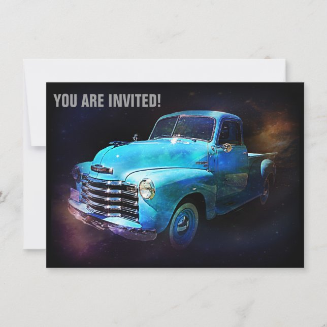Retro LKW ist aus dieser Welt heraus Einladung (Vorderseite)