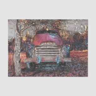 Retro-LKW Vintage Rot Orange Gelb Rustikal Herbst Seidenpapier
