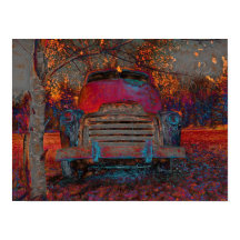Retro LKW Vintager roter Orange Rustikaler Fall