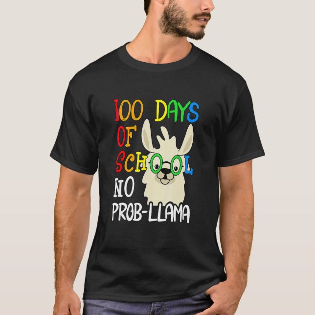 Retro Llama & Alpaca Lovers Cute 100 Days Of Schoo T-Shirt (Vorderseite)