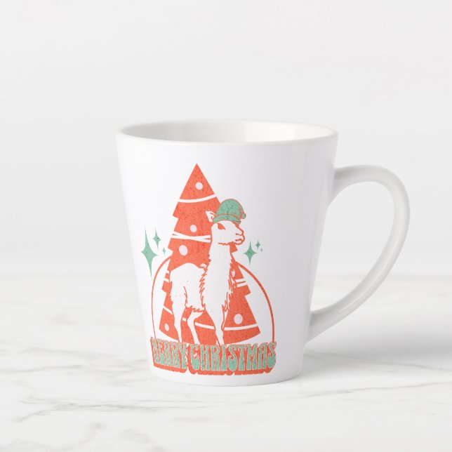 Retro Llama Alpaca Weihnachtstiercharakter Milchtasse (Rechts)