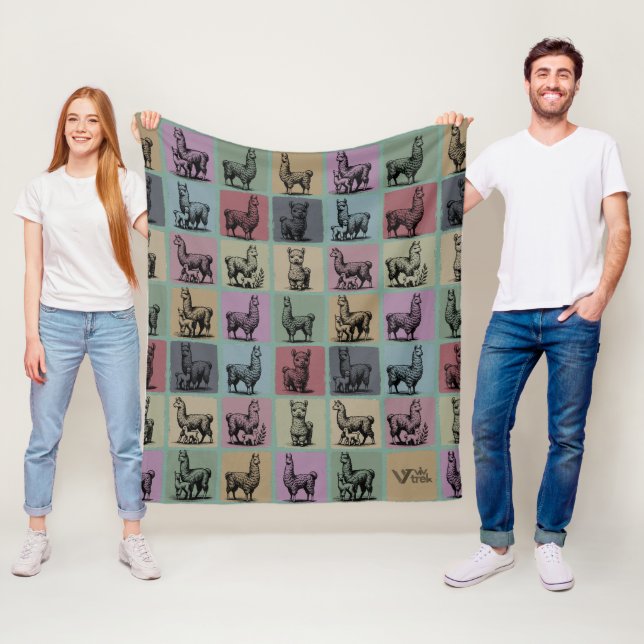Retro Llama Blanket Gemütlich Alpaca Tier für Gesc Fleecedecke (Beispiel)