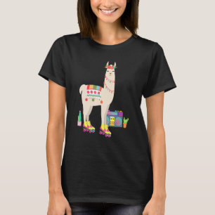 Retro Llama Roller Skate Derby 70er 80er T-Shirt