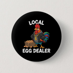 Retro Local Egg Händler Shirt, Lustiges Ostern Huh Button