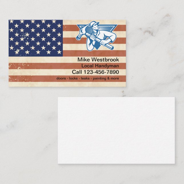 Retro Local Handyman Patriotic American Visitenkarte (Vorne/Hinten)