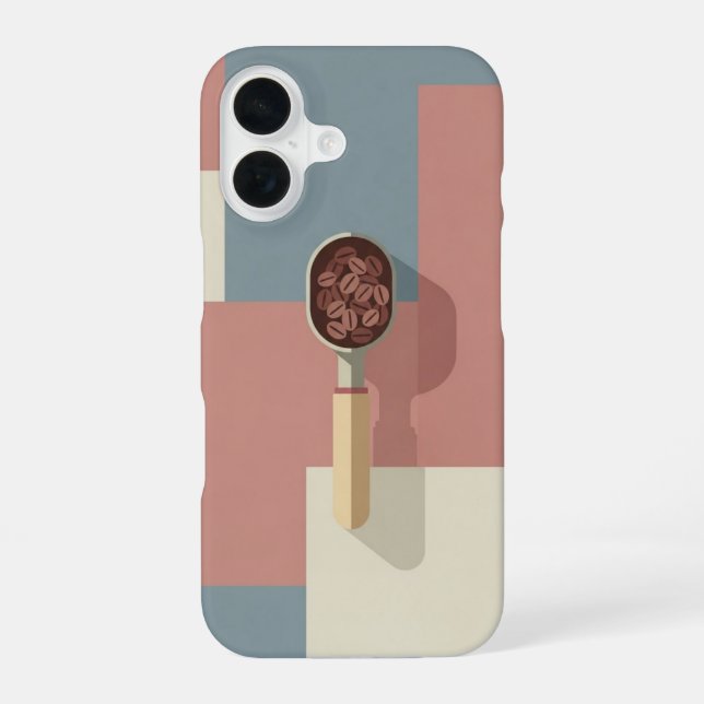 Retro Löffel und Kaffeebohnen iPhone 16 Hülle (Rückseite)