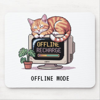 Retro Lofi PixelArt Sleeping Cat Offline Mouse Pad Mousepad