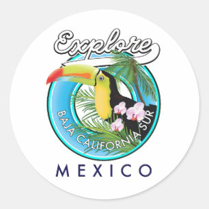 Retro-Logo Baja California Sur Mexiko Runder Aufkleber