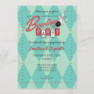 Retro-Logo-Einladung zur Bowling-Party Einladung