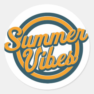 Retro-Logo für Sommerlaune. Runder Aufkleber