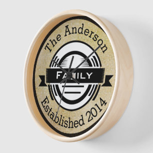 Retro-Logo-Stil für personalisierte Familienname Uhr